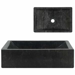 vidaXL Lavello 45x30x12 cm Marmo Lucido Nero