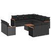 vidaXL Set Divani da Giardino 12 pz con Cuscini Nero in Polyrattan