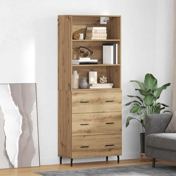 vidaXL Credenza con cassetto Rovere artigianale 69,5 x 34 x 180 cm