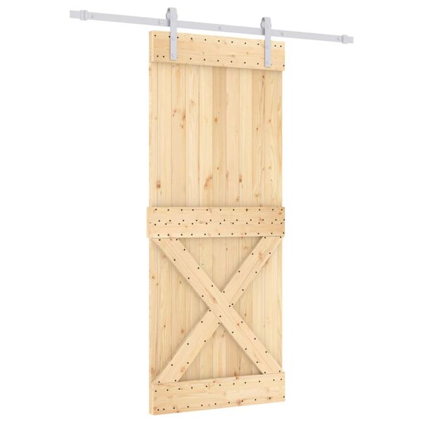 vidaXL Porta Scorrevole con Set Hardware 85x210 cm Legno Massello Pino