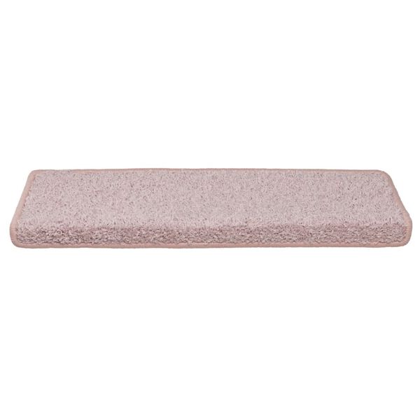 vidaXL Tappetini per scale 15 pz 65x21x4 cm Rosa chiaro con bordo rettangolare