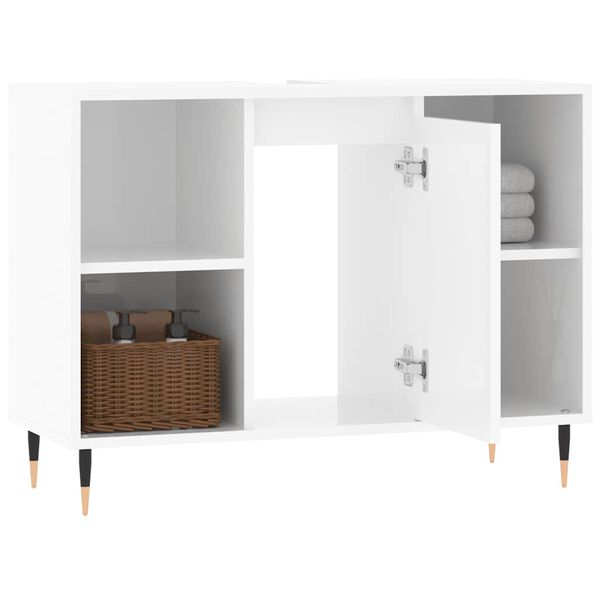 vidaXL Armadietto Bagno Bianco Lucido 80x33x60cm in Legno Multistrato