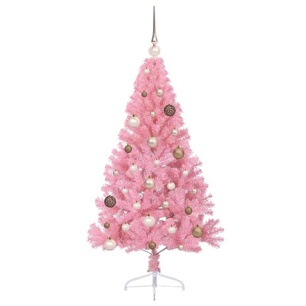 vidaXL Albero di Natale artificiale con luci integrate Rosa 150 cm PVC