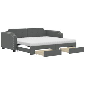 vidaXL Divano Letto Estraibile Cassetti Grigio Scuro 90x200cm Tessuto