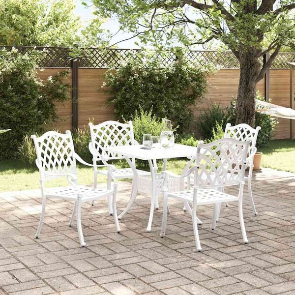 vidaXL Set di Tavolo da Giardino 5 pcs Bianco Alluminio pressofuso