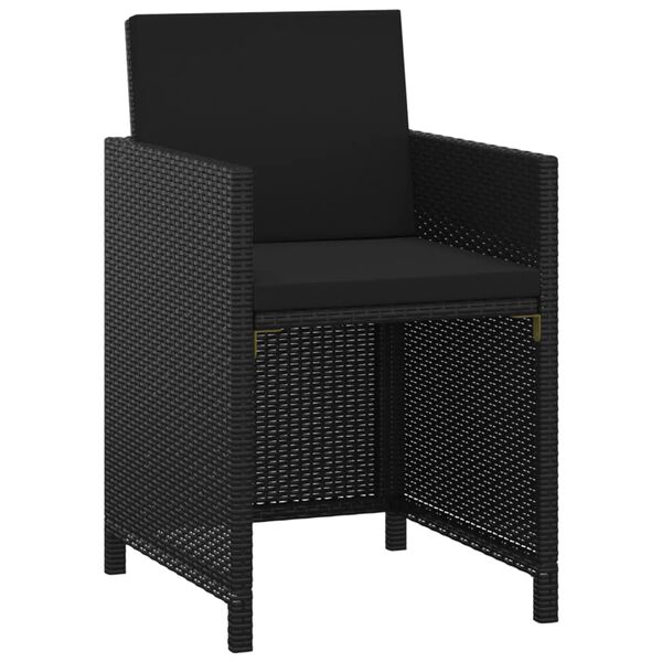 vidaXL Set da Pranzo da Giardino 3 pz con Cuscini in Polyrattan Nero