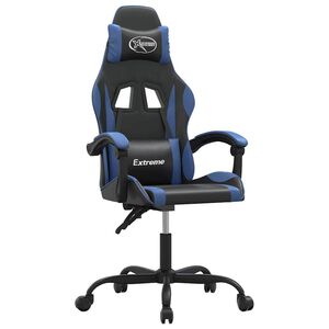 vidaXL Sedia da Gaming Girevole Nero e Blu in Similpelle