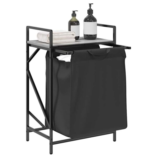 vidaXL Cesto della Biancheria 1 Scomparto con Ripiano Grigio Sonoma