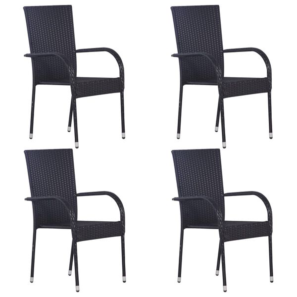 vidaXL Set da Pranzo da Giardino 5 pz Nero in Polyrattan