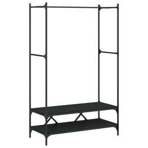 vidaXL Appendiabiti con Scaffali Nero in Legno Multistrato