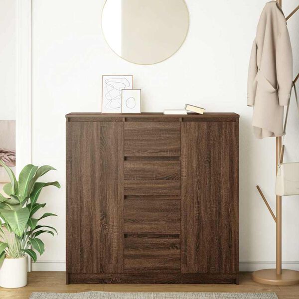 vidaXL Credenza con Cassetti Rovere Marrone 100,5x35x98,5cm Truciolato