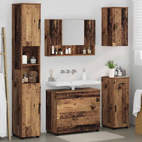 vidaXL Set di mobili per il bagno con cassetto 5 pcs Legno vecchio