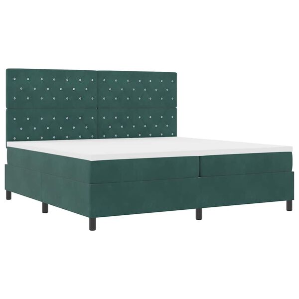 vidaXL Letto a Sorgente LED Verde Scuro 200 x 200 cm Tessuto