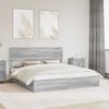 vidaXL Letto con Contenitore con testiera Grigio Sonoma 180 x 200 cm