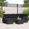 vidaXL Set Divani da Giardino con Cuscini 7pz Nero Polyrattan