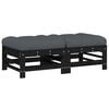 vidaXL Poggiapiedi Giardino con Cuscini 2pz Legno Massello Pino Nero