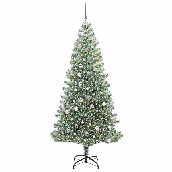 vidaXL Albero di Natale Artificiale Imbiancato con Luci LED 240 cm