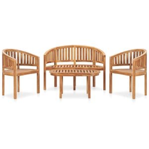 vidaXL Set Salotto da Giardino 4 pz Design Curvo in Massello di Teak