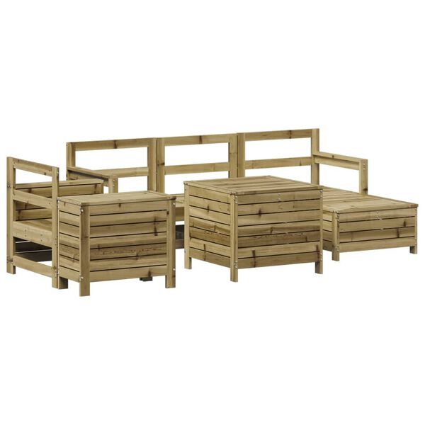 vidaXL Set Divani da Giardino 7 pz in Legno Impregnato di Pino