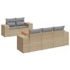 vidaXL Set Divano da Giardino 6 pz con Cuscini Beige in Polyrattan