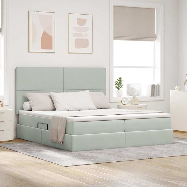 vidaXL Letto con testiera Grigio chiaro 180 x 200 cm Velluto