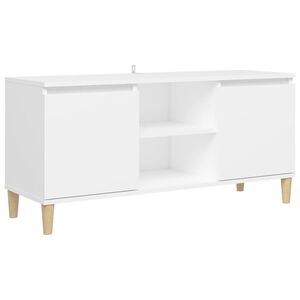 vidaXL Comodino con Gambe in Legno Massello Bianco 103,5x30x50 cm