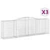 vidaXL Cesti Gabbioni ad Arco 3 pz 400x50x120/140 cm Ferro Zincato