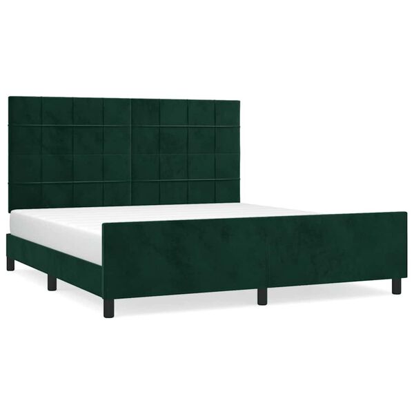 vidaXL Giroletto senza Materasso Verde Scuro 160x200 cm in Velluto