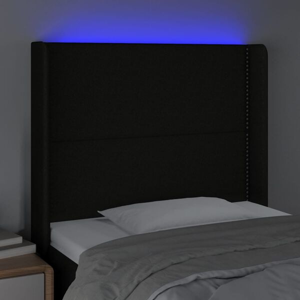 vidaXL Testiera a LED nero 93x16x118/128 cm in Tessuto