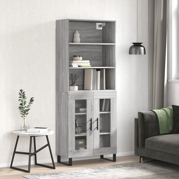 vidaXL Credenza Grigio Sonoma 69,5x34x180 cm in Legno Multistrato