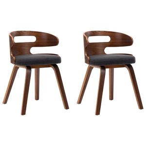 vidaXL Sedie da Pranzo 2 pz Legno Curvato e Tessuto Grigio Scuro