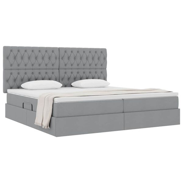 vidaXL Letto con contenitore e materasso Grigio chiaro 200 x 200 cm