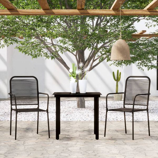 vidaXL Set Mobili da Pranzo per Giardino 3 pz Nero