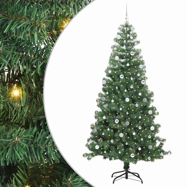 vidaXL Albero di Natale con 300 LED con supporto Verde 240 cm PVC