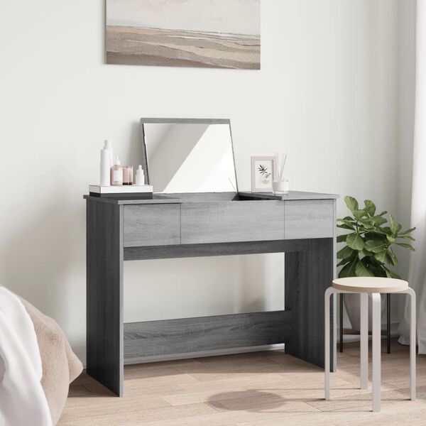 vidaXL Toeletta con Specchio Grigio Sonoma 100x45x76 cm