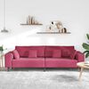 vidaXL Divano con cuscino Rosso Vino 250 x 77 x 76 cm Velluto