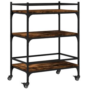 vidaXL Carrello da Cucina Rovere Fumo 65x40x86,5 cm Legno Multistrato