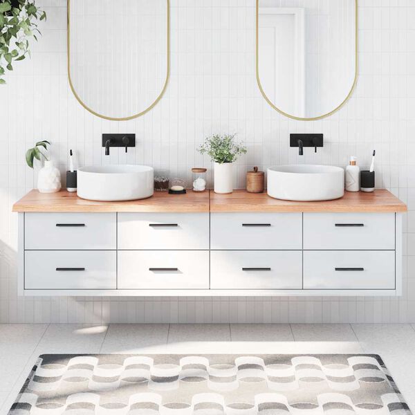 vidaXL Piano Bagno Marrone 200x50x(2-4) cm Legno Massello Trattato