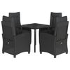 vidaXL Set da Pranzo da Giardino 5 pz Nero con Cuscini in Polyrattan