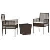 vidaXL Set Bistro da Giardino 3 pz Marrone polyrattan