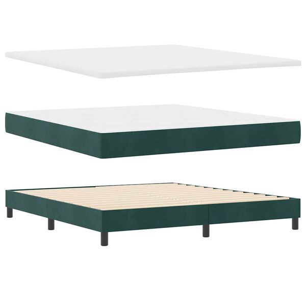 vidaXL Letto a molle con materasso Verde scuro 180 x 200 cm Velluto