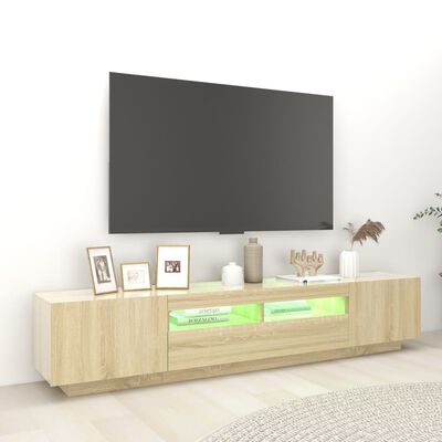 vidaXL Mobile Porta TV con Luci LED Rovere Sonoma 200x35x40 cm
