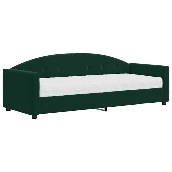 vidaXL Divano Letto con Materasso Verde Scuro 80x200 cm in Velluto