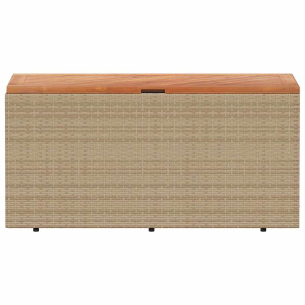 vidaXL Contenitore da Giardino Beige 110x50x54 cm Polyrattan e Acacia