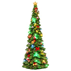 vidaXL Albero di Natale con luci SALO 16,5 x 15,5 x 40 cm Resina Verde