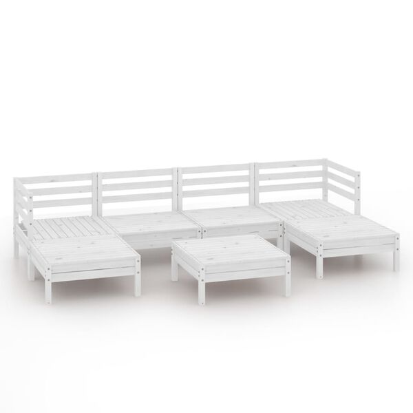 vidaXL Set Salotto da Giardino 7 pz in Legno Massello di Pino Bianco