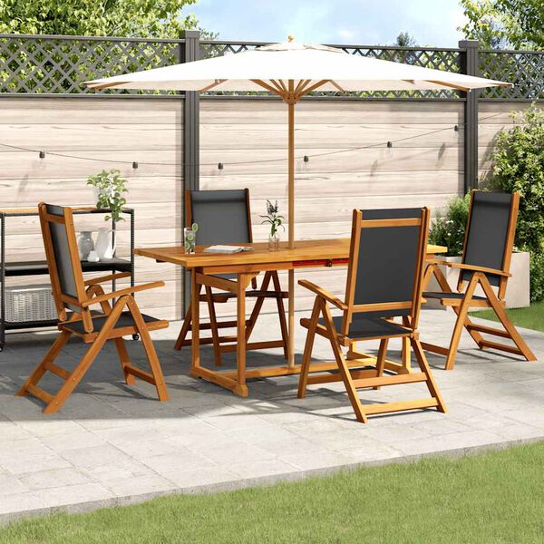 vidaXL Set Pranzo da Giardino 5pz Legno Massello di Acacia e Textilene