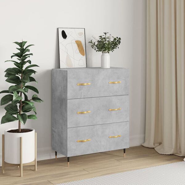 vidaXL Credenza Grigio Cemento 69,5x34x90 cm in Legno Multistrato