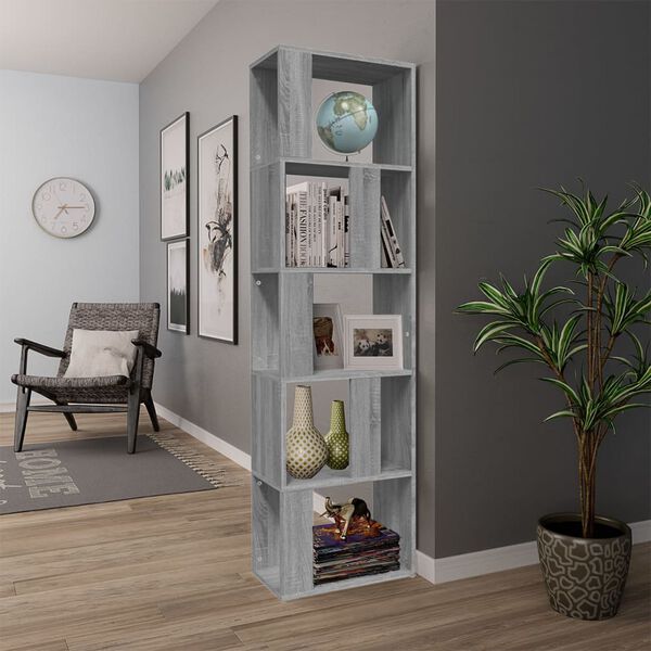 vidaXL Libreria Grigio Sonoma 45x24x160 cm in Legno Multistrato