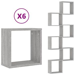 vidaXL Mensole Parete a Cubo 6 pz Grigio Sonoma 30x15x30 cm